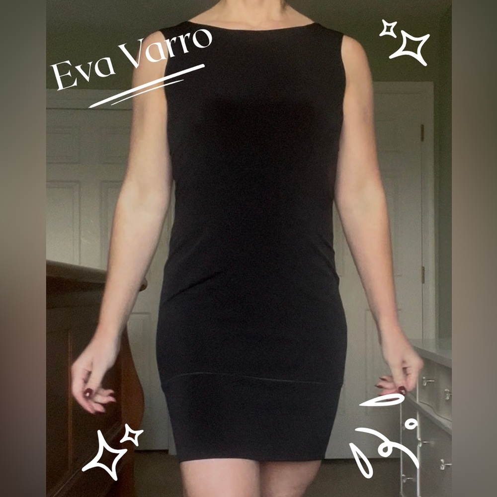 Eva Varro Black Sleeveless Slinky Dress Size Small